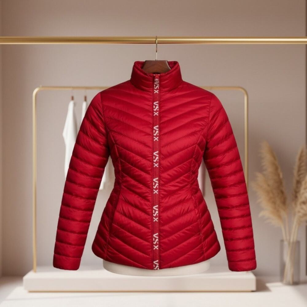 Victoria’s Secret VSX LuxPuff Packable Puffer Jacket XL Berry Plum NWT - Picture 2 of 6